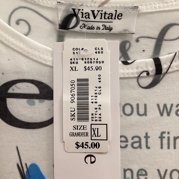 Via Vitale made in Italy white Novelty fashion tee. Size X-LARGE - Picture 3 of 5